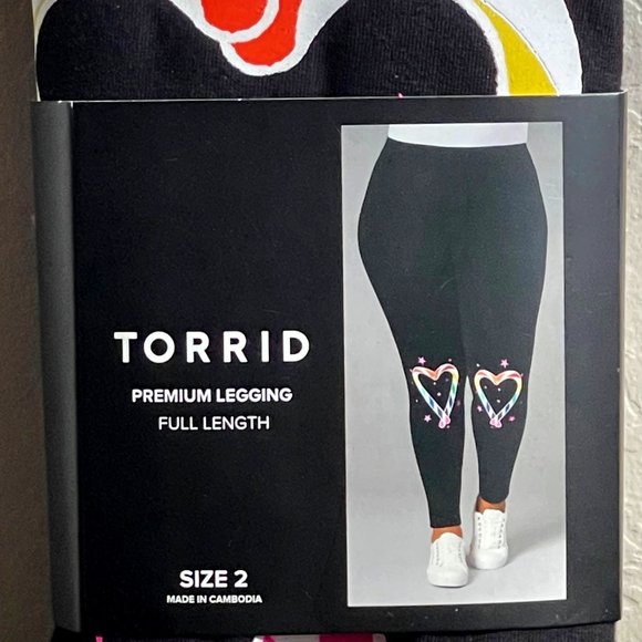 torrid Pants - New Torrid Black Leggings With Multi Color Hearts on the Knees Plus Size 2